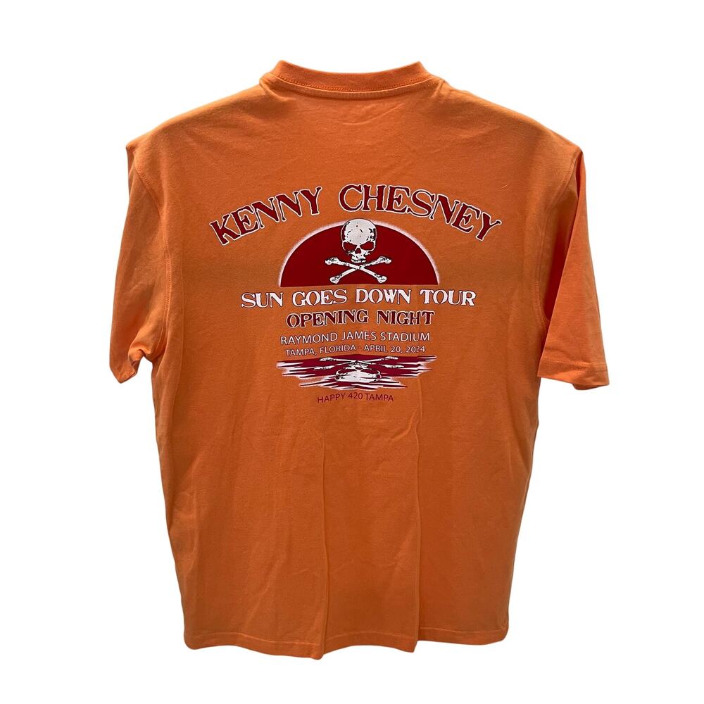 Kenny Chesney Sun Goes Down 2024 Tour T-Shirt Orange Tampa FL Opening Night SM
